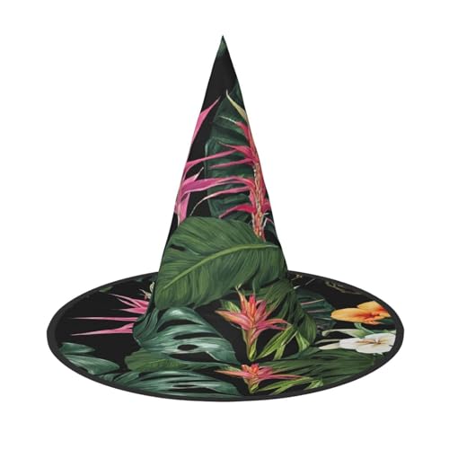 ZXMDZTSS Halloween-Hut mit tropischen Blumen für Erwachsene, Festivalkleidung, Hexenkostüm-Zubehör, Oxford-Stoff, 1 Stück von ZXMDZTSS