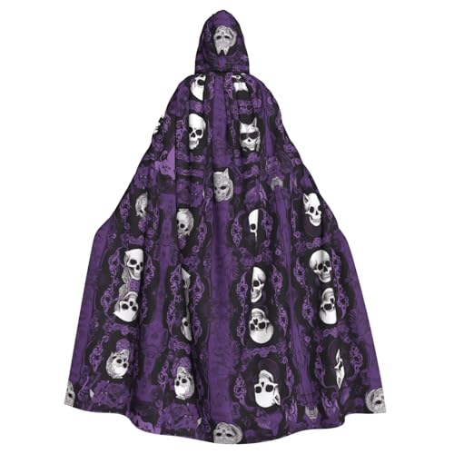ZXMDZTSS Halloween-Kapuzenumhang für Erwachsene, Volldruck, Partykostüm, Bindeverschluss, Polyester, Violett / Schwarz von ZXMDZTSS