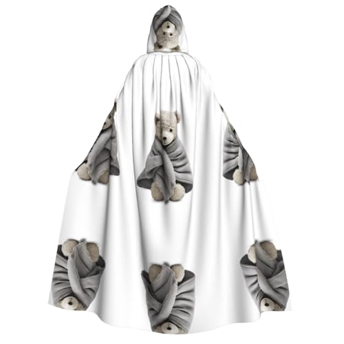 ZXMDZTSS Halloween-Kapuzenumhang mit Bären-Aufdruck, Umhang mit Volldruck, Nackenverschluss von ZXMDZTSS