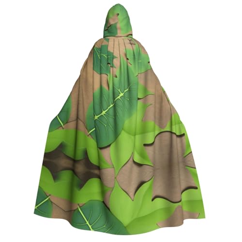 ZXMDZTSS Halloween-Kapuzenumhang mit Blätteraufdruck, für Erwachsene, vollständiger Druck, Nackenverschluss von ZXMDZTSS