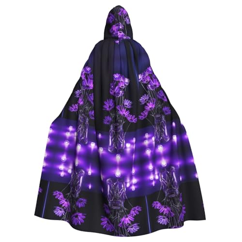ZXMDZTSS Halloween-Kapuzenumhang mit Blumendruck für Erwachsene, vollständiger Druck, Party-Kostüm, Bindeverschluss, Polyester von ZXMDZTSS