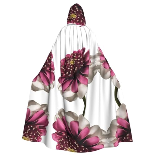 ZXMDZTSS Halloween-Kapuzenumhang mit Blumendruck für Erwachsene, vollständiger Druck, Party-Kostüm, Bindeverschluss, Polyester von ZXMDZTSS