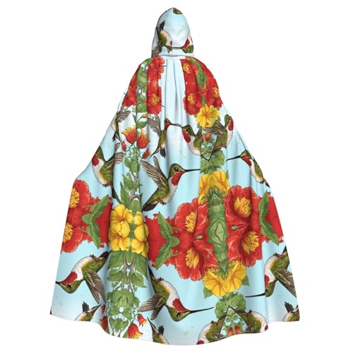 ZXMDZTSS Halloween-Kapuzenumhang mit Blumendruck für Erwachsene, vollständiger Druck, Party-Kostüm, Bindeverschluss, Polyester von ZXMDZTSS