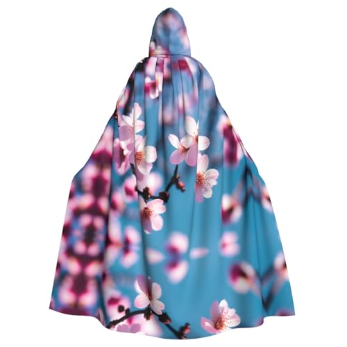 ZXMDZTSS Halloween-Kapuzenumhang mit Blumendruck für Erwachsene, vollständiger Druck, Party-Kostüm, Bindeverschluss, Polyester von ZXMDZTSS