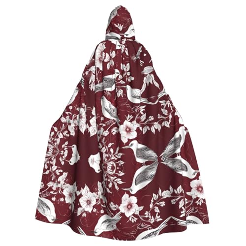 ZXMDZTSS Halloween-Kapuzenumhang mit Blumendruck für Erwachsene, vollständiger Druck, Party-Kostüm, Bindeverschluss, Polyester von ZXMDZTSS
