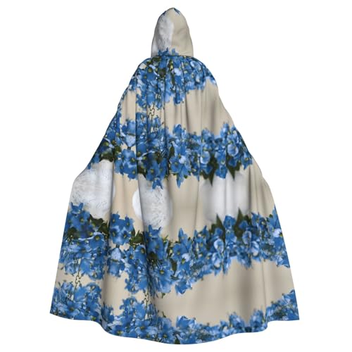 ZXMDZTSS Halloween-Kapuzenumhang mit Blumendruck für Erwachsene, vollständiger Druck, Party-Kostüm, Bindeverschluss, Polyester von ZXMDZTSS