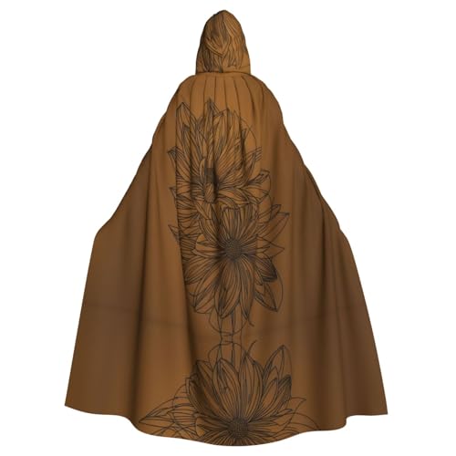 ZXMDZTSS Halloween-Kapuzenumhang mit Blumendruck für Erwachsene, vollständiger Druck, Party-Kostüm, Bindeverschluss, Polyester von ZXMDZTSS