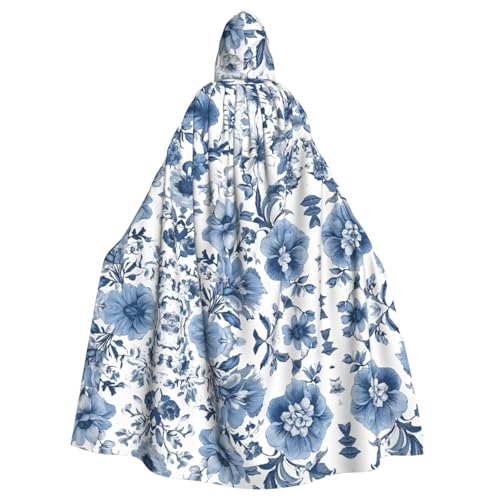 ZXMDZTSS Halloween-Kapuzenumhang mit Blumenmuster, für Erwachsene, vollständiger Druck, Party-Kostüm, Bindeverschluss, Polyester von ZXMDZTSS