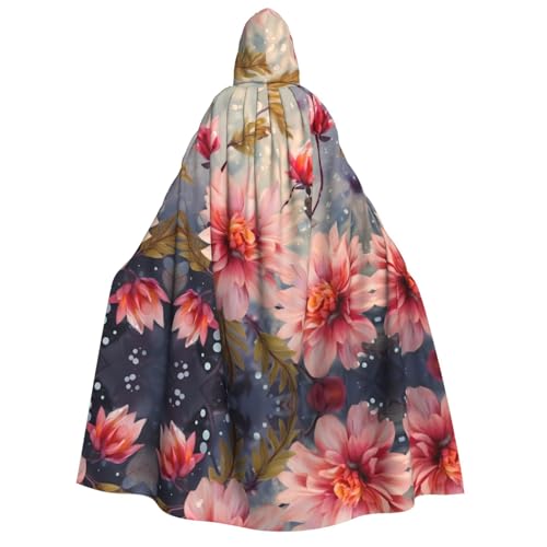 ZXMDZTSS Halloween-Kapuzenumhang mit Blumenmuster für Erwachsene, vollständiger Druck, Nackenverschluss von ZXMDZTSS