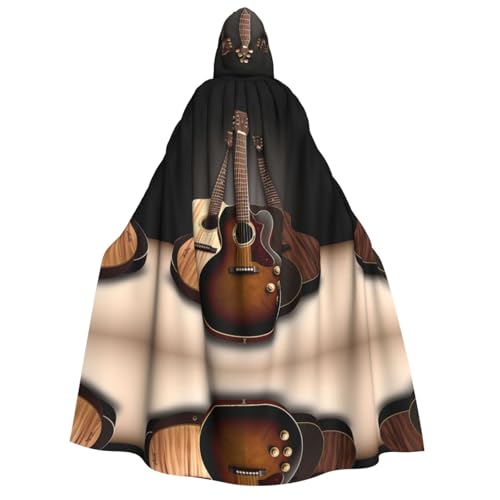 ZXMDZTSS Halloween-Kapuzenumhang mit Gitarren-Aufdruck, Umhang mit Volldruck, Nackenverschluss von ZXMDZTSS