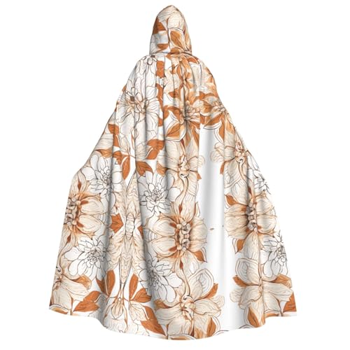 ZXMDZTSS Halloween-Kapuzenumhang mit Hibiskusblumen-Aufdruck, für Erwachsene, vollständiger Druck, Nackenverschluss von ZXMDZTSS