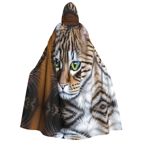 ZXMDZTSS Halloween-Kapuzenumhang mit Katzen-Aufdruck, Umhang mit Volldruck, Nackenverschluss von ZXMDZTSS