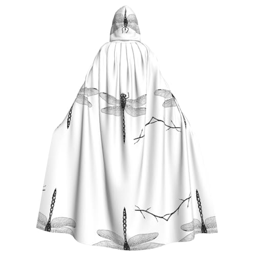 ZXMDZTSS Halloween-Kapuzenumhang mit Libellen-Druck, für Erwachsene, Volldruck, Party-Kostüm, Bindeverschluss, Polyester von ZXMDZTSS
