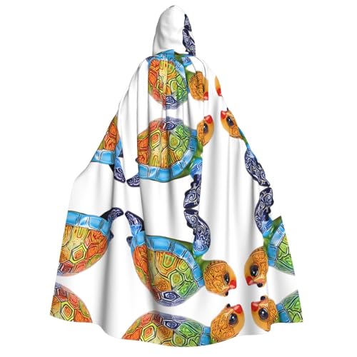 ZXMDZTSS Halloween-Kapuzenumhang mit Meeresschildkröten-Druck, für Erwachsene, Umhang mit Volldruck, Nackenverschluss von ZXMDZTSS