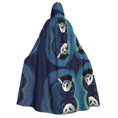 ZXMDZTSS Halloween-Kapuzenumhang mit Panda-Druck, für Erwachsene, Umhang mit Volldruck, Nackenverschluss von ZXMDZTSS