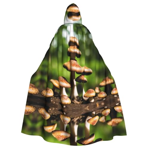 ZXMDZTSS Halloween-Kapuzenumhang mit Pilz-Druck, für Erwachsene, vollständiger Druck, Party-Kostüm, Bindeverschluss, Polyester von ZXMDZTSS