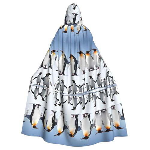 ZXMDZTSS Halloween-Kapuzenumhang mit Pinguin-Druck, für Erwachsene, Volldruck, Party-Kostüm, Bindeverschluss, Polyester von ZXMDZTSS
