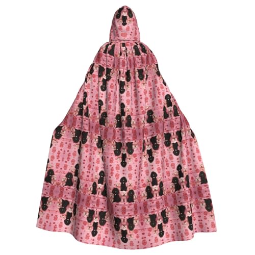 ZXMDZTSS Halloween-Kapuzenumhang mit Pudel-Motiv, für Erwachsene, vollständiger Druck, Party-Kostüm, Bindeverschluss, Polyester von ZXMDZTSS