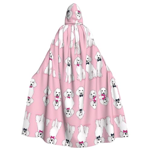 ZXMDZTSS Halloween-Kapuzenumhang mit Pudel-Motiv, für Erwachsene, vollständiger Druck, Party-Kostüm, Bindeverschluss, Polyester von ZXMDZTSS