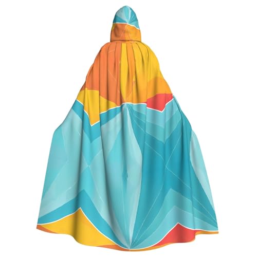 ZXMDZTSS Halloween-Kapuzenumhang mit Sonnenuntergang, Sonnenaufgang, Meer, Erwachsenenmotiv, Volldruck, Party-Kostüm, Bindeverschluss, Polyester von ZXMDZTSS