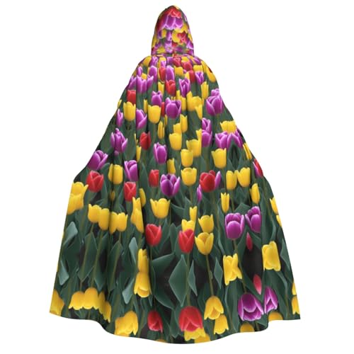ZXMDZTSS Halloween-Kapuzenumhang mit Tulpenmotiv, Umhang mit Volldruck, Nackenverschluss von ZXMDZTSS