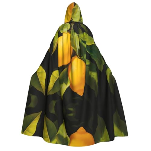 ZXMDZTSS Halloween-Kapuzenumhang mit gelbem Zitronenaufdruck, für Erwachsene, vollständiger Druck, Nackenverschluss von ZXMDZTSS