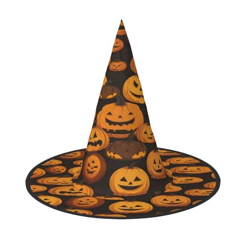 ZXMDZTSS Halloween-Kürbis-Muster, Halloween-Hut für Erwachsene, Festivalkleidung, Hexenkostüm-Zubehör, Oxford-Stoff, 1 Stück von ZXMDZTSS