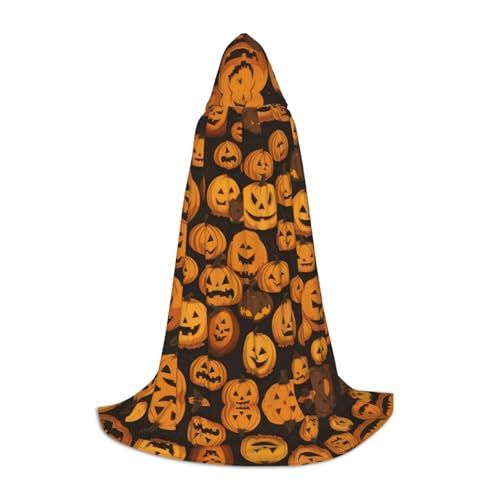 ZXMDZTSS Halloween-Kürbis-Muster, bedruckt, Jugend-Kapuzenumhang, Umhang für Teenager, Halloween-Kostüm, wiederverwendbare Partykleidung, Größe S von ZXMDZTSS