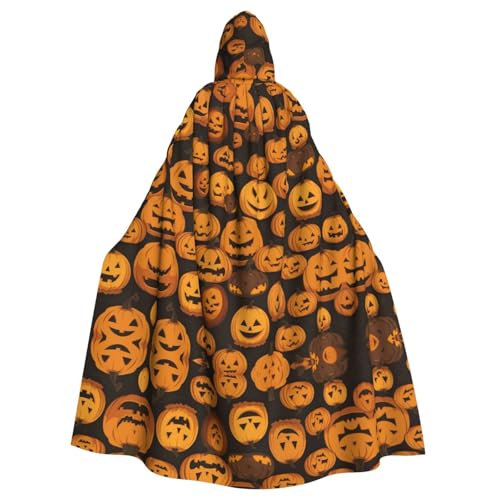 ZXMDZTSS Halloween-Kürbis-Muster – Druck Halloween Kapuzenumhang Erwachsene | Volldruck Umhang | Party-Kostüm | Bindeverschluss Polyester von ZXMDZTSS
