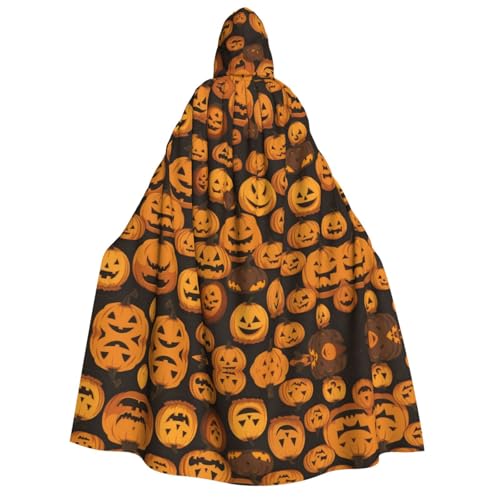 ZXMDZTSS Halloween-Kürbis-Muster – Druck für Erwachsene, Halloween-Kapuzenumhang | Volldruckumhang | Nackenverschluss von ZXMDZTSS
