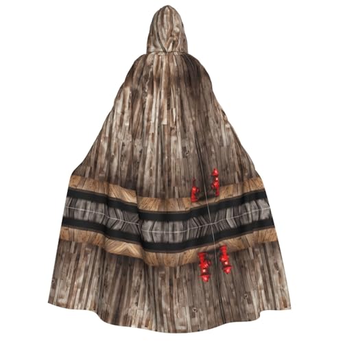 ZXMDZTSS Halloween-Umhang mit Holzdruck für Erwachsene, Umhang mit Volldruck, Nackenverschluss von ZXMDZTSS