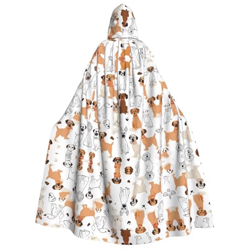 ZXMDZTSS Halloween-Umhang mit Hunde-Aufdruck, mit Kapuze, vollständiger Druck, Nackenverschluss von ZXMDZTSS