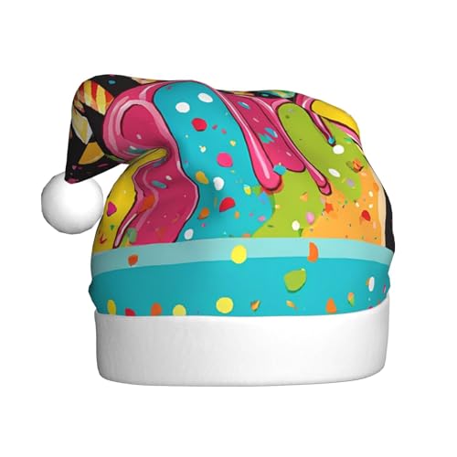 ZXMDZTSS Happy Birthday Big Cake – Plüsch-Weihnachtsmütze für Erwachsene, gemütlich, festlich, Weihnachtsmann-Kopfbedeckung, Pom-Pom für Weihnachten, Partys, Feiertage. von ZXMDZTSS