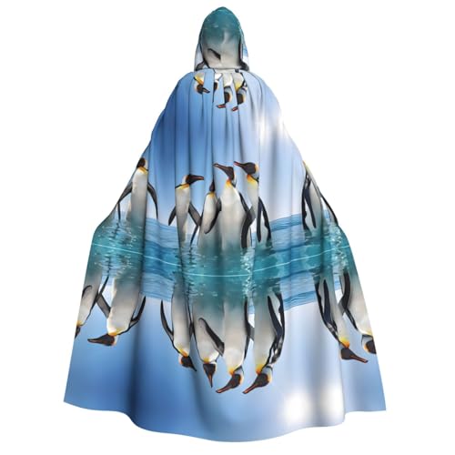 ZXMDZTSS Happy Penguin – Erwachsenen-Halloween-Kapuzenumhang | Volldruck-Umhang | Nackenverschluss von ZXMDZTSS
