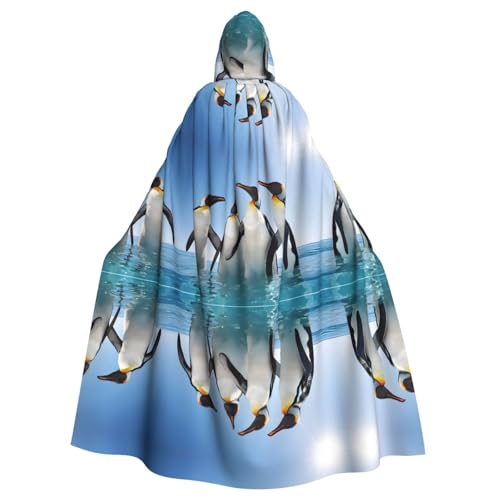 ZXMDZTSS Happy Penguin – Halloween-Kapuzenumhang für Erwachsene, Volldruck, Party-Kostüm, Bindeverschluss, Polyester von ZXMDZTSS