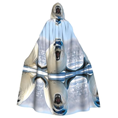ZXMDZTSS Harfen-Siegelmalerei-Tapete – Druck Halloween Kapuzenumhang Erwachsene | Volldruck Umhang | Party-Kostüm | Bindeverschluss Polyester von ZXMDZTSS