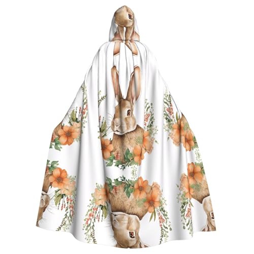 ZXMDZTSS Hasen-Rosette – Druck Halloween Kapuzenumhang Erwachsene | Volldruck Umhang | Party-Kostüm | Bindeverschluss Polyester von ZXMDZTSS