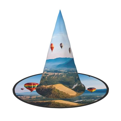 ZXMDZTSS Heißluftballon-Druck, Halloween-Hut für Erwachsene, Festivalkleidung, Hexenkostüm-Zubehör, Oxford-Stoff, 1 Stück von ZXMDZTSS