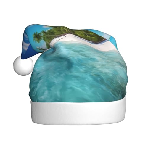 ZXMDZTSS Insel mit Sandstrand und Palme – Druck für Erwachsene, Plüsch-Weihnachtsmütze, gemütlich, festlich, Weihnachtsmann-Kopfbedeckung, Pompon für Weihnachtsfeiern, Feiertage. ZXMDZTSS Insel mit Sandstrand und Palme – Druck für Erwachsene, Plüsch-Weihnachtsmütze, gemütlich, festlich, Weihnachtsmann-Kopfbedeckung, Pompon für Weihnachtsfeiern, Feiertage. von ZXMDZTSS