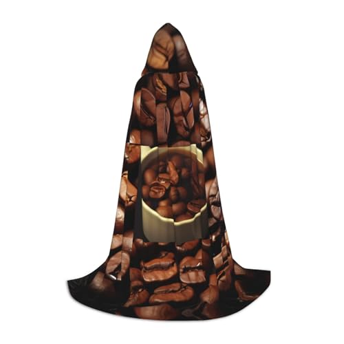 ZXMDZTSS Kaffee-Collage – Bedruckter Jugend-Kapuzenumhang | Umhang für Teenager | Halloween-Kostüm | wiederverwendbare Partykleidung M von ZXMDZTSS