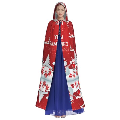 ZXMDZTSS Kapuzenumhang mit Aufschrift "Merry Christmas" für Erwachsene, mit Kapuze, Umhang mit durchgehendem Druck, Nackenverschluss von ZXMDZTSS