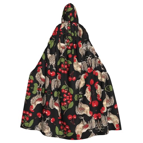 ZXMDZTSS Kapuzenumhang mit Huhn-Druck, für Erwachsene, Volldruck, Party-Kostüm, Bindeverschluss, Polyester von ZXMDZTSS
