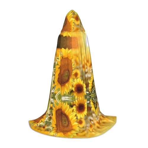 ZXMDZTSS Kapuzenumhang mit Sonnenblumen-Aufdruck, Umhang für Teenager, Halloween-Kostüm, wiederverwendbare Partykleidung, Größe S von ZXMDZTSS
