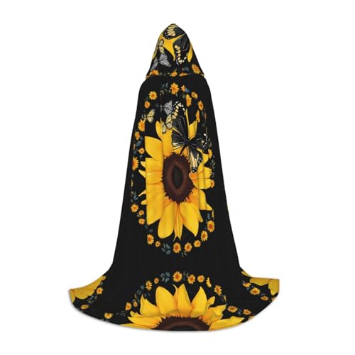 ZXMDZTSS Kapuzenumhang mit Sonnenblumen-Druck, Umhang für Teenager, Halloween-Kostüm, wiederverwendbar, Partykleidung, Größe L von ZXMDZTSS