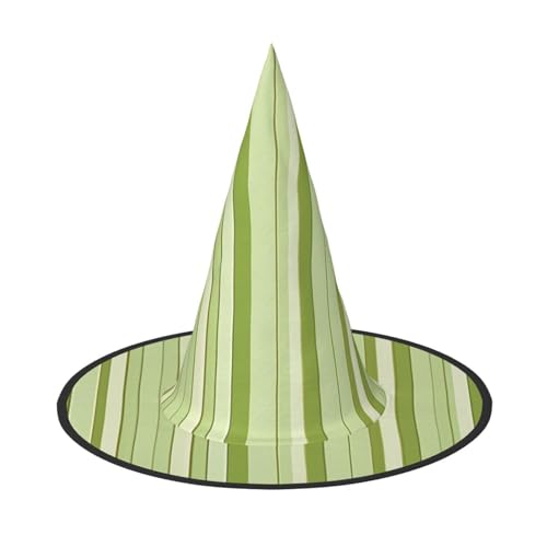 ZXMDZTSS Klassischer grüner gestreifter Halloween-Hut für Erwachsene, Festivalkleidung, Hexenkostüm-Accessoire, Oxford-Stoff, 1 Stück von ZXMDZTSS