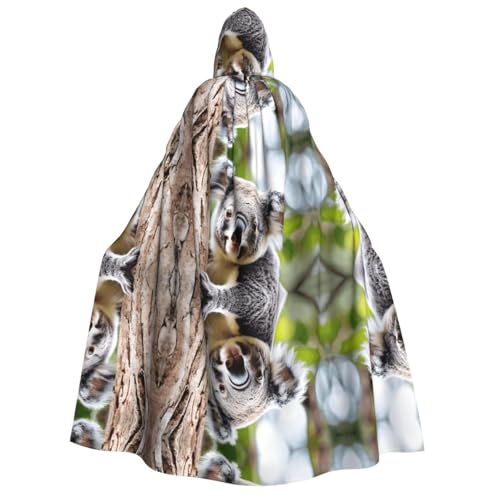 ZXMDZTSS Koala – Print Halloween-Kapuzenumhang für Erwachsene, vollständiger Druck, Nackenverschluss von ZXMDZTSS