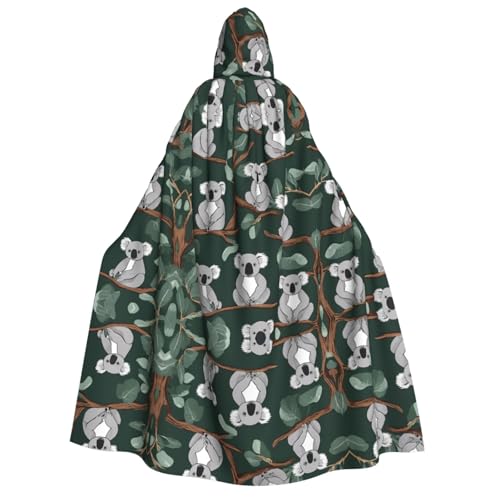 ZXMDZTSS Lovely Koala – Print Erwachsene Halloween Kapuzenumhang | Volldruck Cape | Nackenverschluss von ZXMDZTSS
