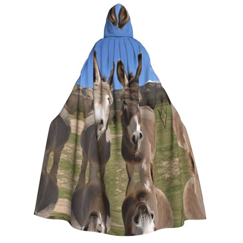 ZXMDZTSS Lustige Esel – Erwachsenen-Halloween-Kapuzenumhang | Volldruckumhang | Nackenverschluss von ZXMDZTSS
