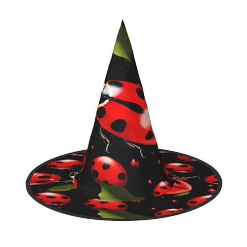 ZXMDZTSS Marienkäfer-Druck, Halloween-Hut für Erwachsene, Festivalkleidung, Hexenkostüm-Zubehör, Oxford-Stoff, 1 Stück von ZXMDZTSS