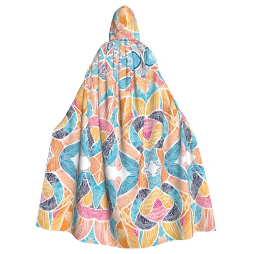 ZXMDZTSS Mexikanischer Otomi-Tier-Druck, Halloween-Kapuzenumhang für Erwachsene, Volldruck, Party-Kostüm, Bindeverschluss, Polyester von ZXMDZTSS
